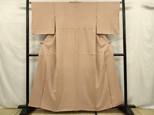 平和屋着物■上質な色無地 流線地紋 白茶色 正絹 逸品 DABF0536ya