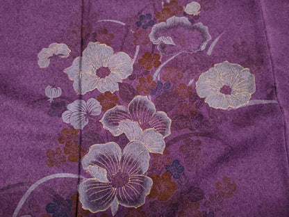 平和屋着物■訪問着　草花文　金彩　正絹　逸品　DABF0538ya