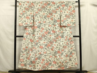 平和屋着物■上質な小紋　草花文　金彩　正絹　逸品　DABF0544ya