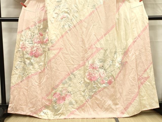 平和屋着物■訪問着　駒刺繍　絞り　草花文　銀彩　やまと誂製　正絹　逸品　DABF0549ya