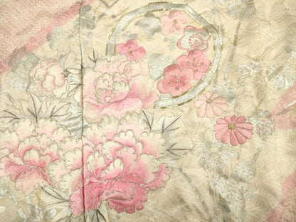 平和屋着物■訪問着　駒刺繍　絞り　草花文　銀彩　やまと誂製　正絹　逸品　DABF0549ya