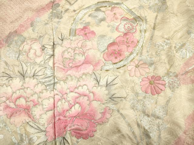平和屋着物■訪問着　駒刺繍　絞り　草花文　銀彩　やまと誂製　正絹　逸品　DABF0549ya