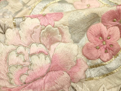 平和屋着物■訪問着　駒刺繍　絞り　草花文　銀彩　やまと誂製　正絹　逸品　DABF0549ya