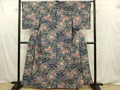 平和屋着物■上質な小紋　草花文　正絹　逸品　DABF0555ya