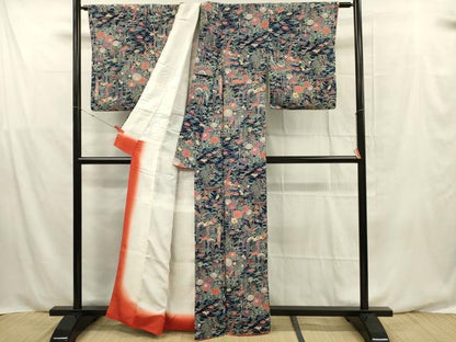 平和屋着物■上質な小紋　草花文　正絹　逸品　DABF0555ya