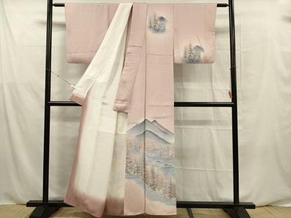 平和屋着物■訪問着　手描き　遠山文　暈し染め　正絹　逸品　DABF0559ya