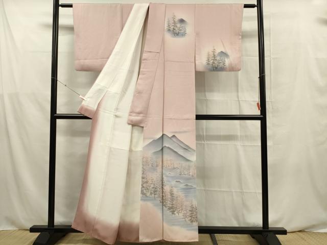 平和屋着物■訪問着　手描き　遠山文　暈し染め　正絹　逸品　DABF0559ya