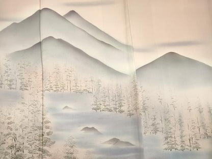 平和屋着物■訪問着　手描き　遠山文　暈し染め　正絹　逸品　DABF0559ya