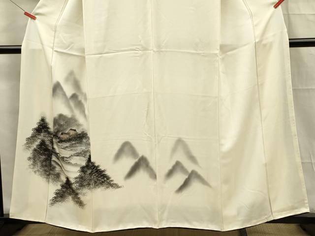 平和屋着物■訪問着　手描き　風景文　金彩　正絹　逸品　DABF0560ya