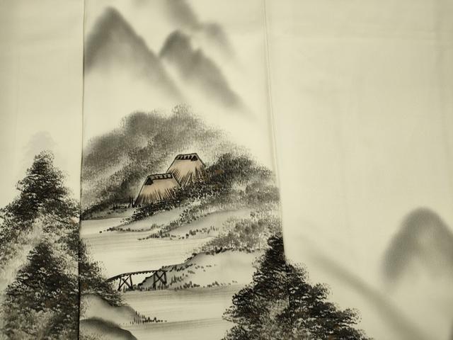 平和屋着物■訪問着　手描き　風景文　金彩　正絹　逸品　DABF0560ya