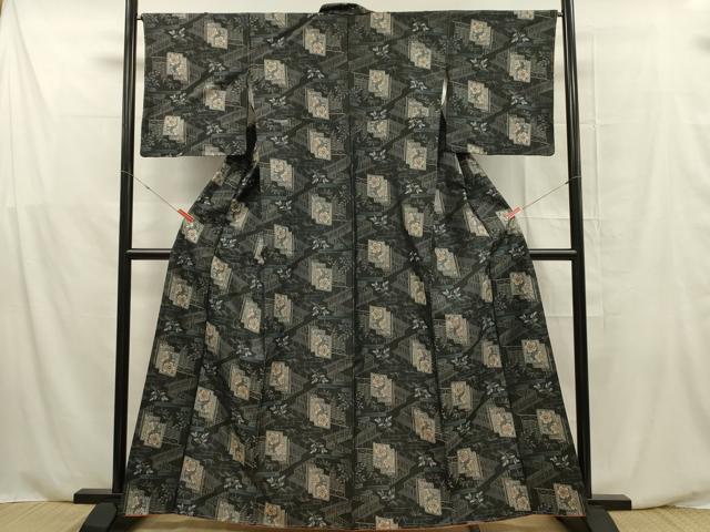 平和屋着物■本場村山大島紬　風景草花文　正絹　逸品　未使用　DABF0563ya