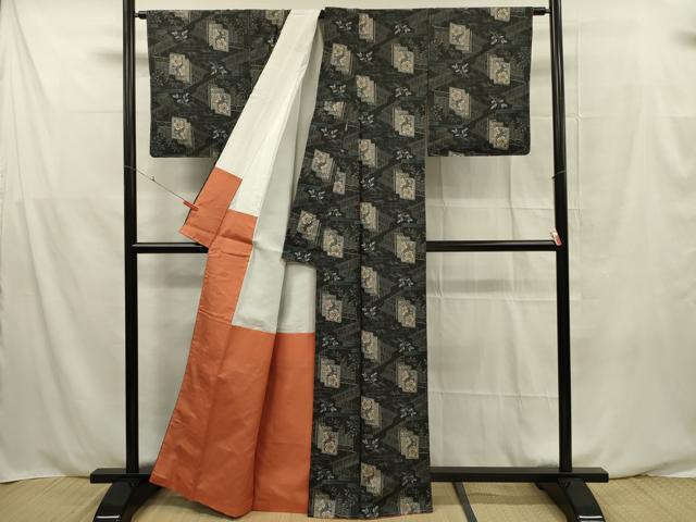 平和屋着物■本場村山大島紬　風景草花文　正絹　逸品　未使用　DABF0563ya