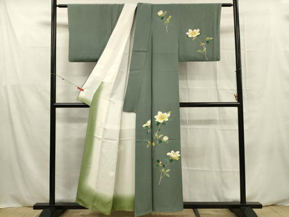 平和屋着物■訪問着　作家物　草花文　金彩　正絹　逸品　DABF0565ya
