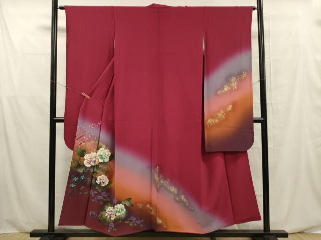 平和屋着物■豪華振袖　草花文　暈し染め　金彩　正絹　逸品　DABF0566ya