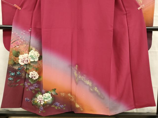 平和屋着物■豪華振袖　草花文　暈し染め　金彩　正絹　逸品　DABF0566ya