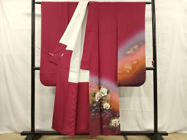 平和屋着物■豪華振袖　草花文　暈し染め　金彩　正絹　逸品　DABF0566ya