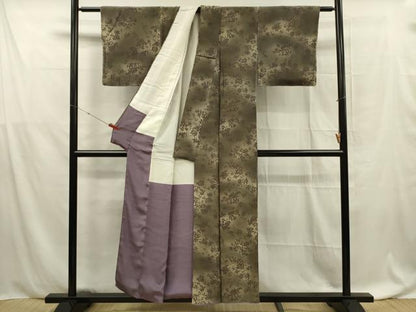 平和屋着物■上質な小紋　枝葉文　暈し染め　金彩　正絹　逸品　DABF0570ya