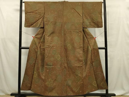 平和屋着物■上質なお召　正倉院花文　正絹　逸品　DABF0574ya