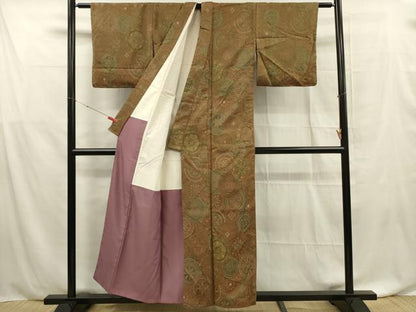 平和屋着物■上質なお召　正倉院花文　正絹　逸品　DABF0574ya