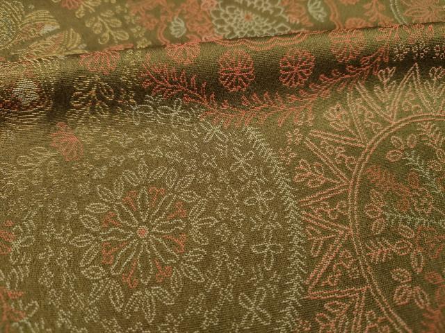 平和屋着物■上質なお召　正倉院花文　正絹　逸品　DABF0574ya