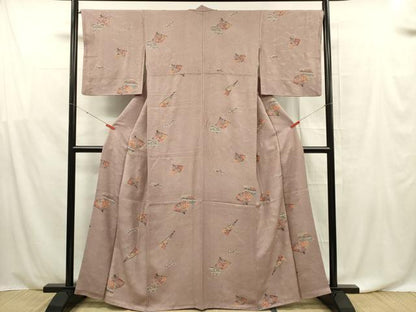 平和屋着物■上質な小紋　扇面文　金彩　正絹　逸品　DABF0576ya