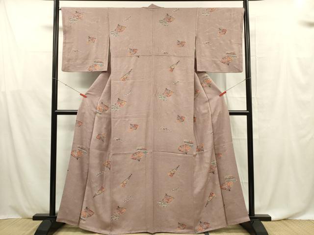 平和屋着物■上質な小紋　扇面文　金彩　正絹　逸品　DABF0576ya