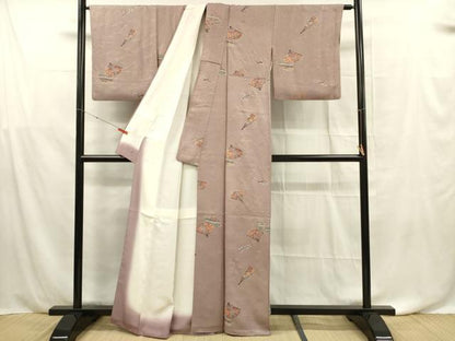 平和屋着物■上質な小紋　扇面文　金彩　正絹　逸品　DABF0576ya