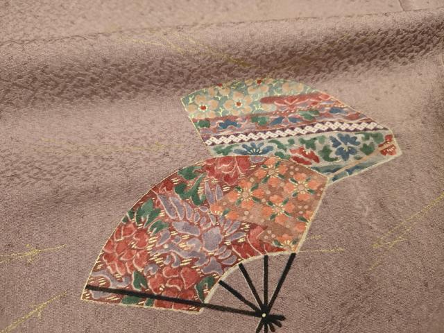 平和屋着物■上質な小紋　扇面文　金彩　正絹　逸品　DABF0576ya