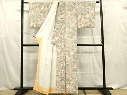 平和屋着物■上質な小紋　人物風景文　鬼しぼ縮緬　正絹　逸品　DABF0577ya