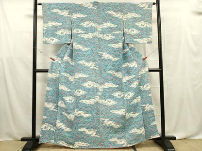 平和屋着物■上質な小紋　型染め　風景文　正絹　逸品　DABF0578ya