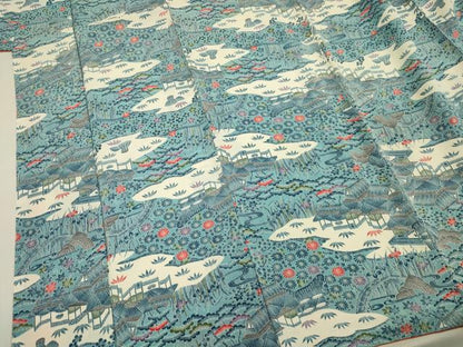 平和屋着物■上質な小紋　型染め　風景文　正絹　逸品　DABF0578ya