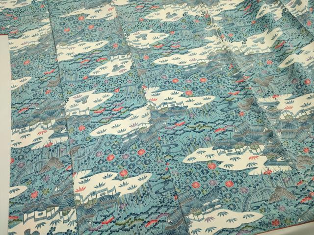 平和屋着物■上質な小紋　型染め　風景文　正絹　逸品　DABF0578ya