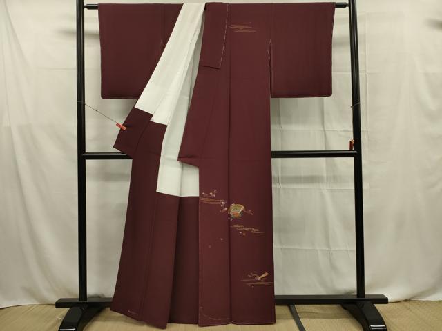 平和屋着物■訪問着　作家物　総刺繍　駒刺繍　檜扇花文　金糸　松坂屋扱い　正絹　逸品　未使用　DABF0580ya