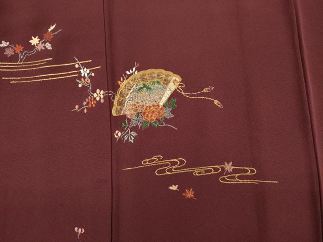 平和屋着物■訪問着　作家物　総刺繍　駒刺繍　檜扇花文　金糸　松坂屋扱い　正絹　逸品　未使用　DABF0580ya