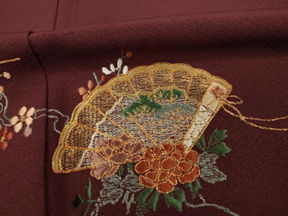 平和屋着物■訪問着　作家物　総刺繍　駒刺繍　檜扇花文　金糸　松坂屋扱い　正絹　逸品　未使用　DABF0580ya