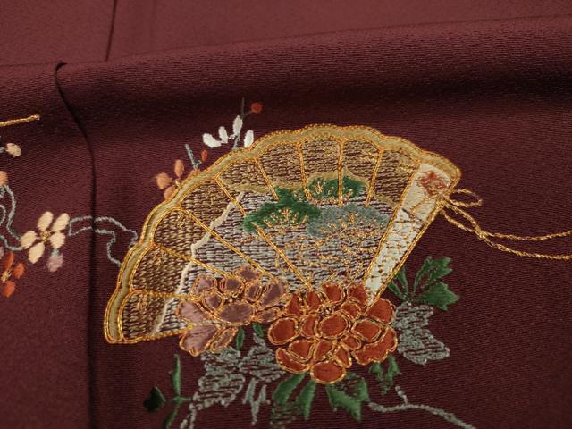 平和屋着物■訪問着　作家物　総刺繍　駒刺繍　檜扇花文　金糸　松坂屋扱い　正絹　逸品　未使用　DABF0580ya