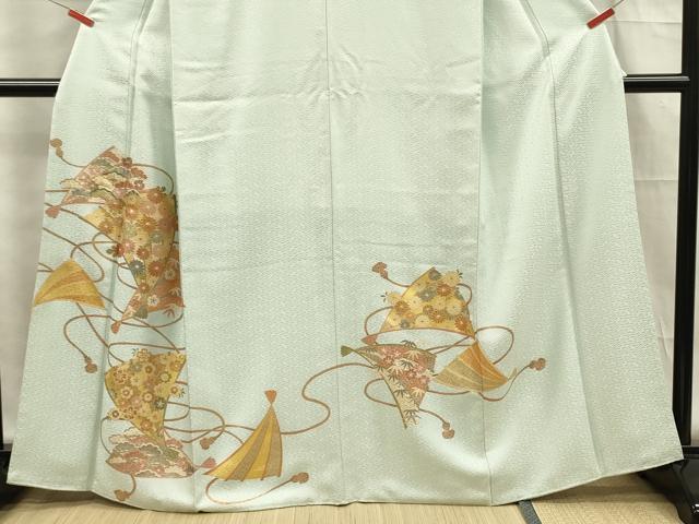 平和屋着物■豪華色留袖　駒刺繍　檜扇花文　金彩　正絹　逸品　DABF0586ya
