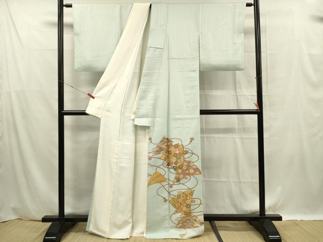 平和屋着物■豪華色留袖　駒刺繍　檜扇花文　金彩　正絹　逸品　DABF0586ya