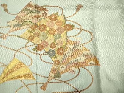 平和屋着物■豪華色留袖　駒刺繍　檜扇花文　金彩　正絹　逸品　DABF0586ya