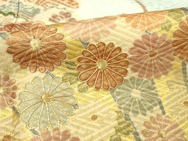 平和屋着物■豪華色留袖　駒刺繍　檜扇花文　金彩　正絹　逸品　DABF0586ya