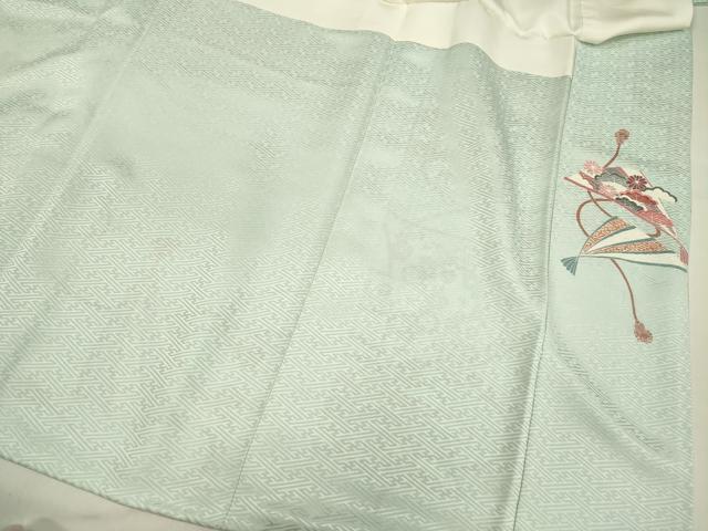 平和屋着物■豪華色留袖　駒刺繍　檜扇花文　金彩　正絹　逸品　DABF0586ya