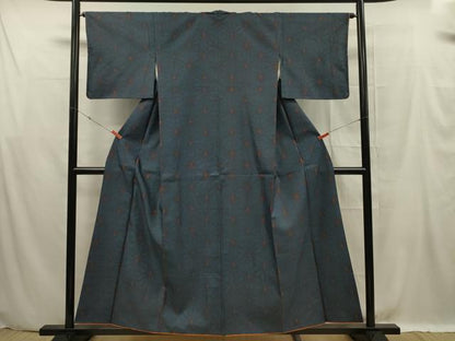 平和屋着物■上質な紬　麻の葉文　正絹　逸品　DABF0587ya