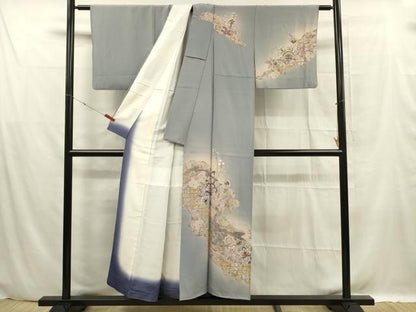 平和屋着物■訪問着　更紗花唐草文　暈し染め　金彩　正絹　逸品　DABF0588ya