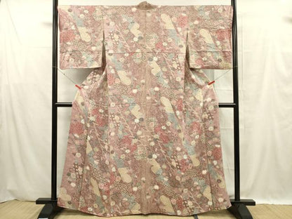 平和屋着物■上質な小紋　吉祥花文　正絹　逸品　DABF0589ya