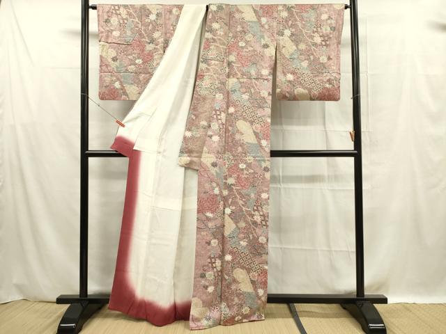 平和屋着物■上質な小紋　吉祥花文　正絹　逸品　DABF0589ya