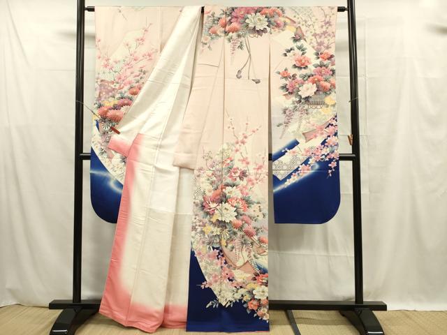 平和屋着物■豪華振袖　草花文　金彩　正絹　逸品　DABF0590ya