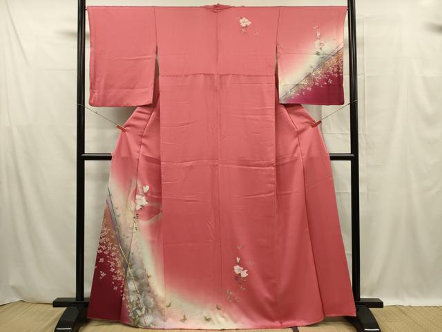 平和屋着物■訪問着　花蝶文　暈し染め　金彩　正絹　逸品　DABF0592ya