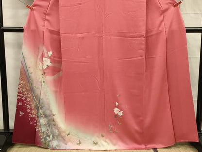 平和屋着物■訪問着　花蝶文　暈し染め　金彩　正絹　逸品　DABF0592ya