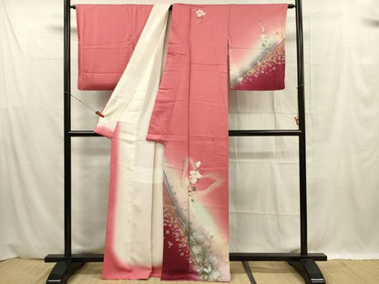 平和屋着物■訪問着　花蝶文　暈し染め　金彩　正絹　逸品　DABF0592ya