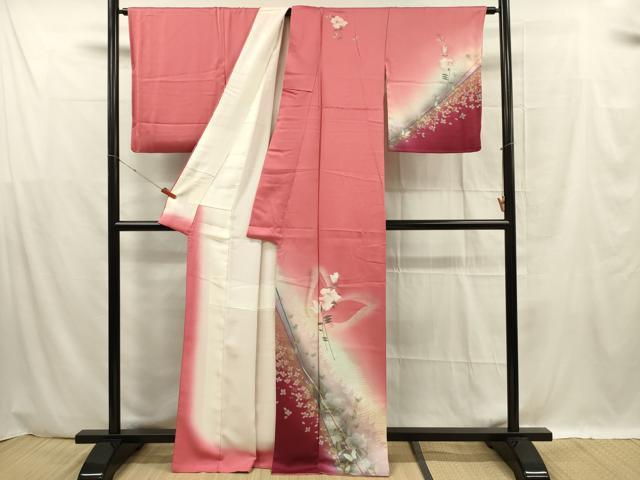 平和屋着物■訪問着　花蝶文　暈し染め　金彩　正絹　逸品　DABF0592ya